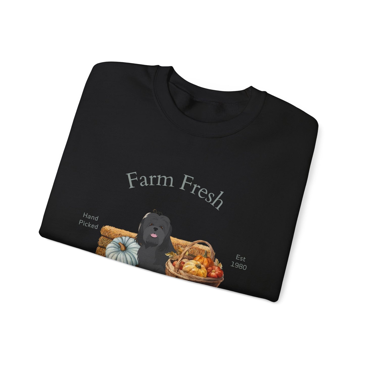 Lhasa Apso Dog Fall Farm Fresh Unisex Heavy Blend Crewneck Sweatshirt