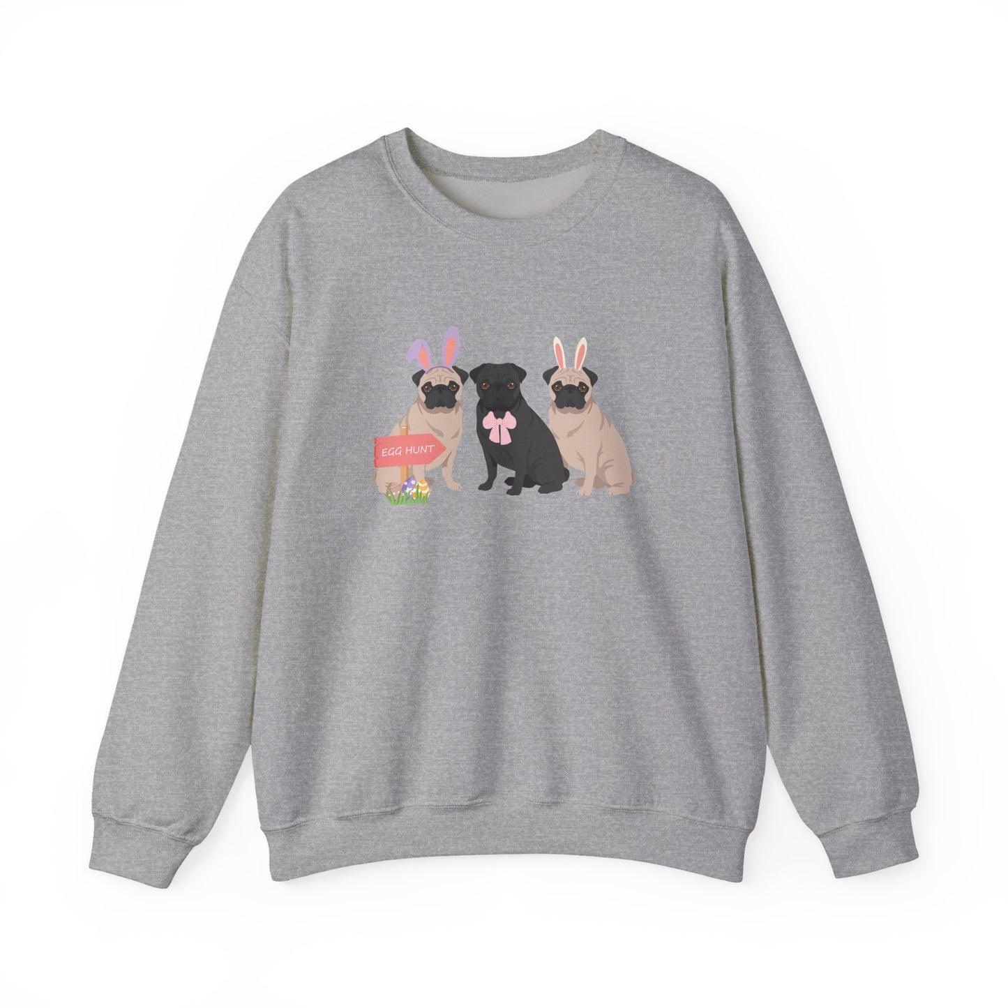 Pug Dog Easter Unisex Heavy Blend Crewneck Sweatshirt, easter, Cute Dog Mom Gift