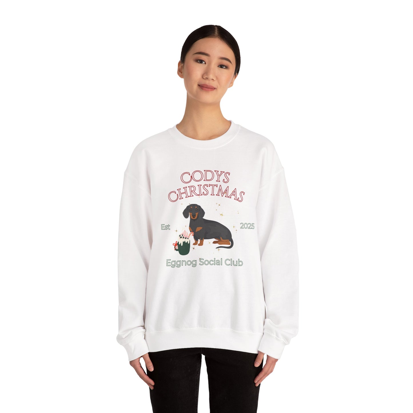 Dachshund Dog Christmas Social Club Unisex Heavy Blend Crewneck Sweatshirt Custom Name