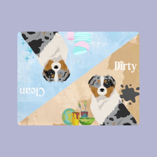 Australian Shepherd Dog Clean & Dirty Fridge Magnet Set 3 Pack