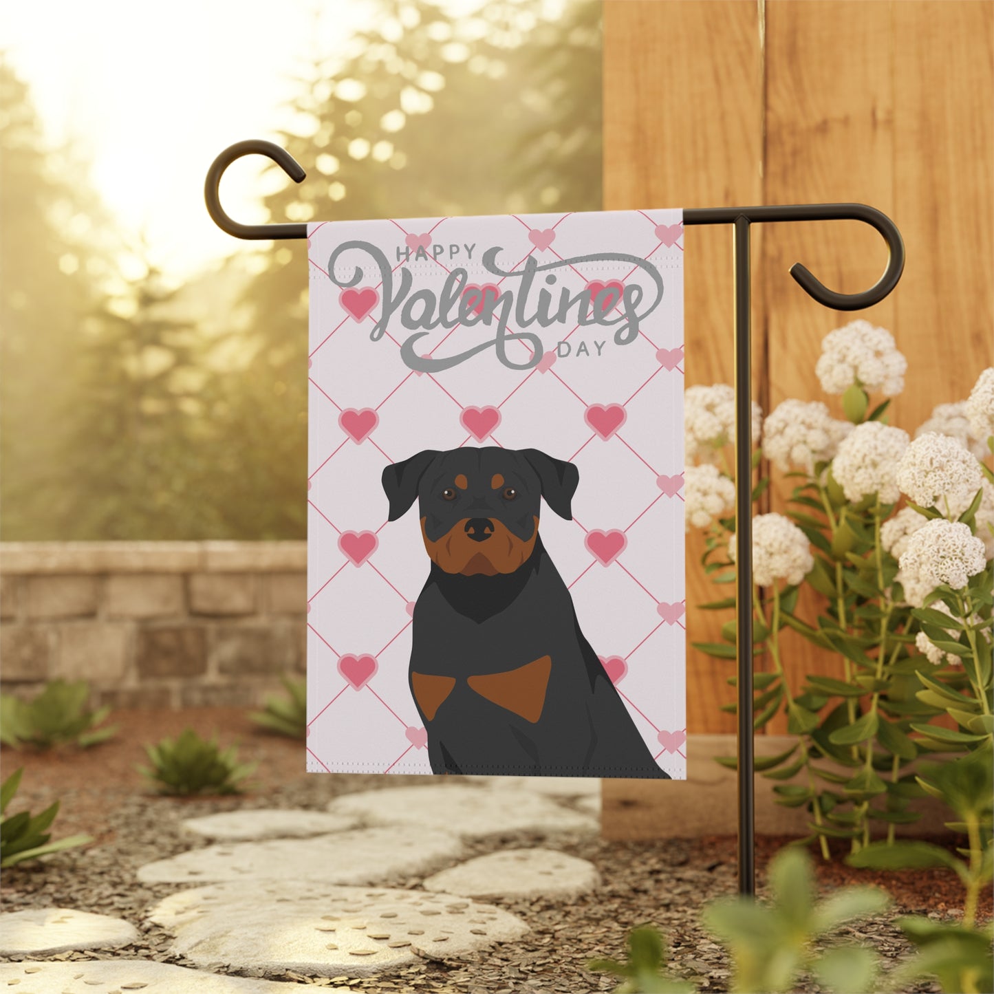 Rottweiler Dog Valentines Day Garden Flag