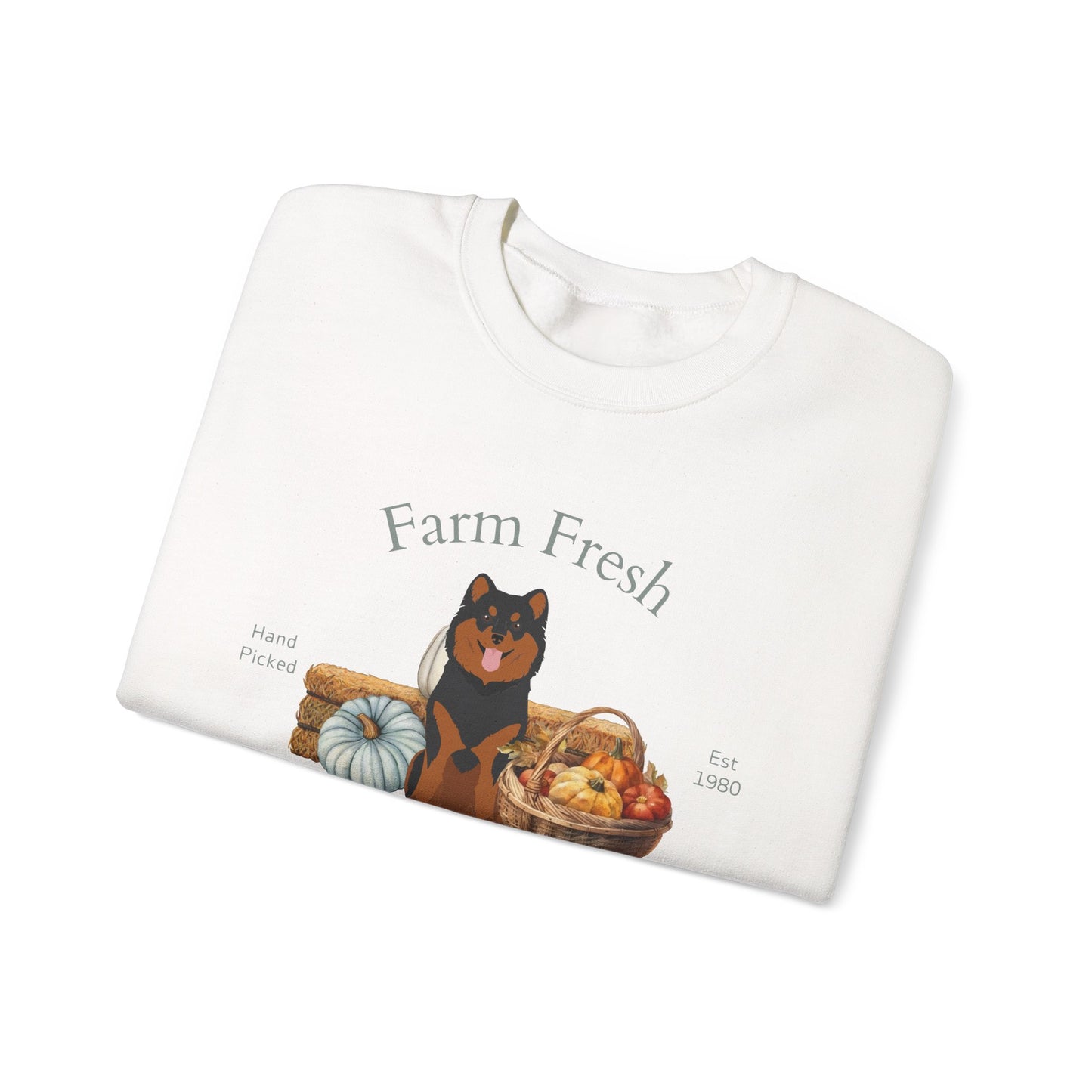 Finnish Lapphund Dog Fall Farm Fresh Unisex Heavy Blend Crewneck Sweatshirt