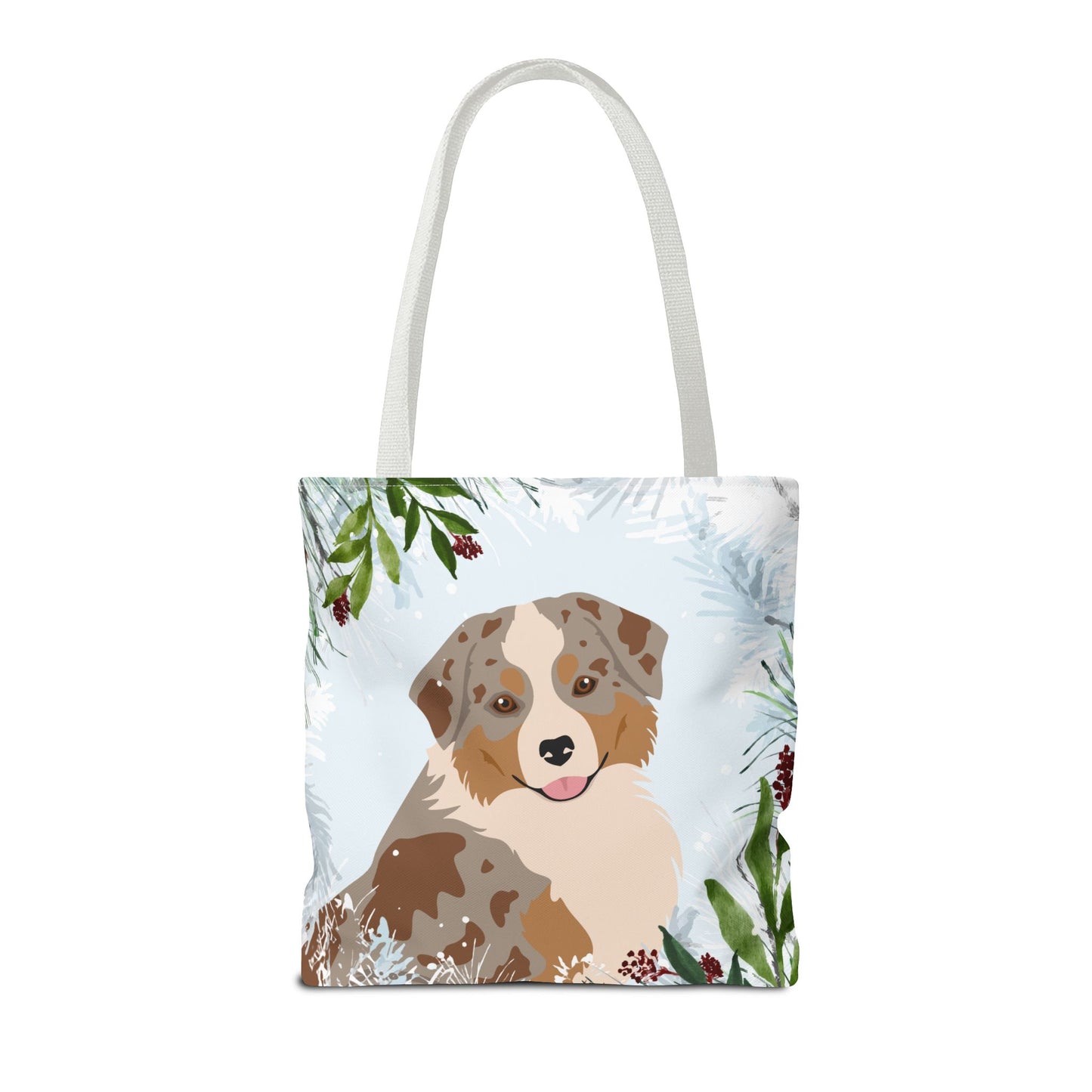 Miniature American Shepherd Dog Christmas Holiday Tote Bag 16x16