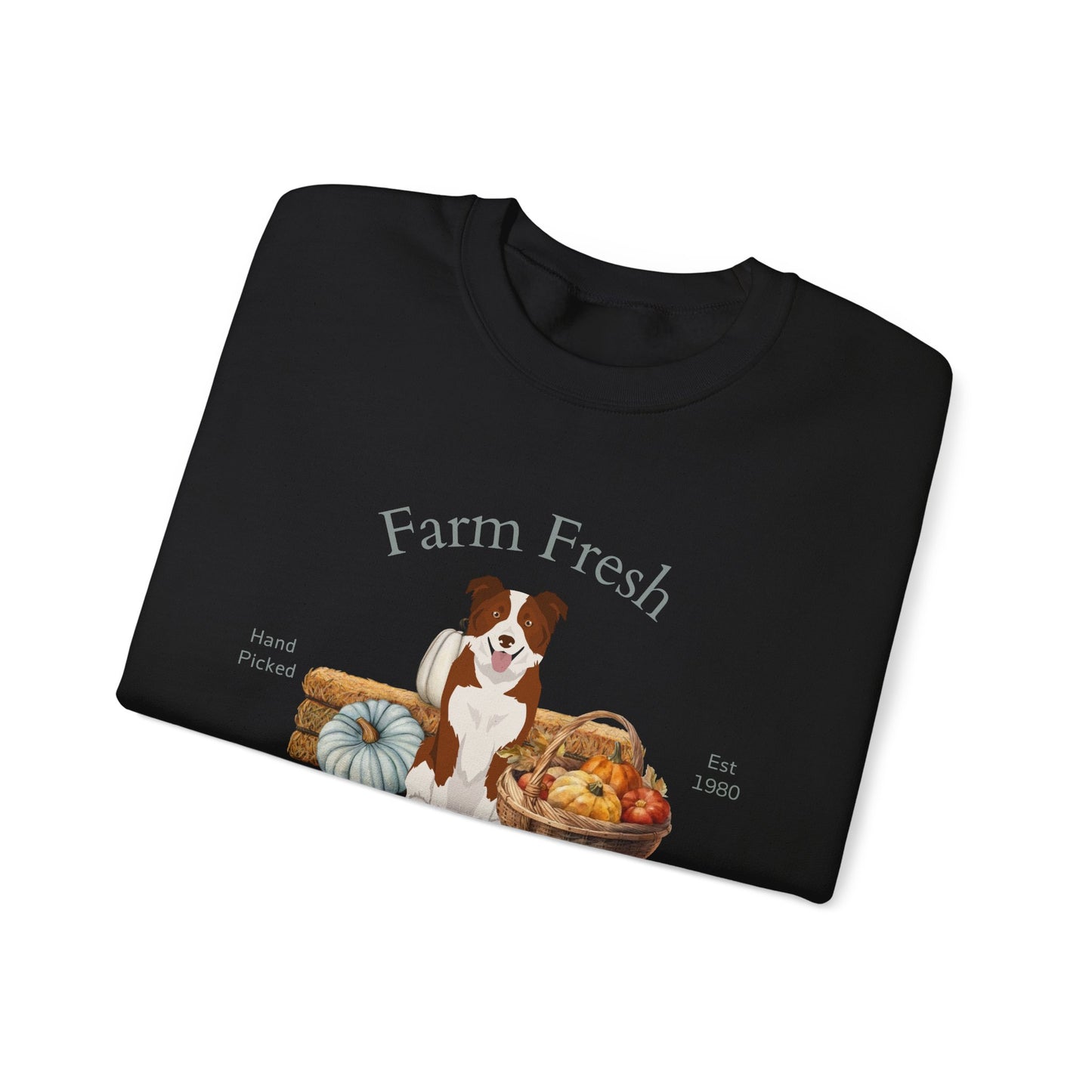 Border Collie Dog Fall Farm Fresh Unisex Heavy Blend Crewneck Sweatshirt