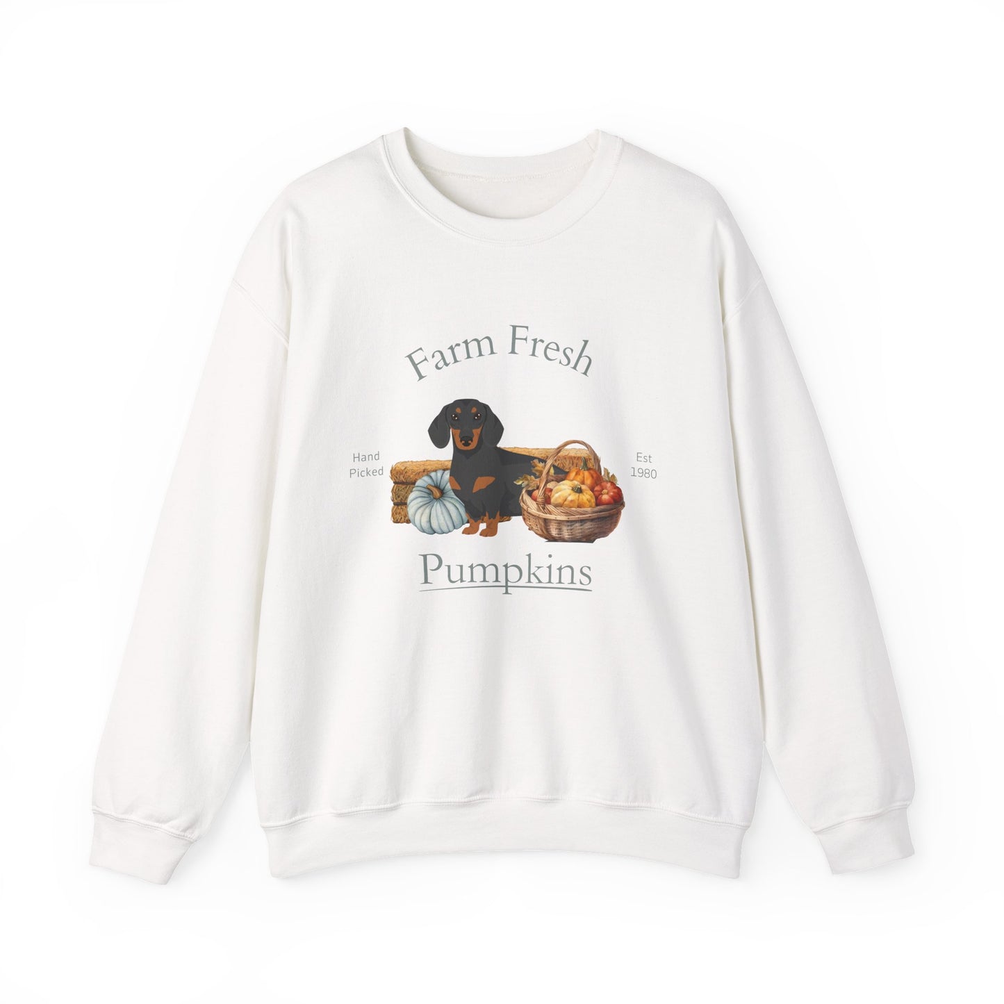 Dachshund Dog Fall Farm Fresh Unisex Heavy Blend Crewneck Sweatshirt
