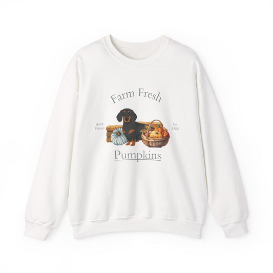 Dachshund Dog Fall Farm Fresh Unisex Heavy Blend Crewneck Sweatshirt