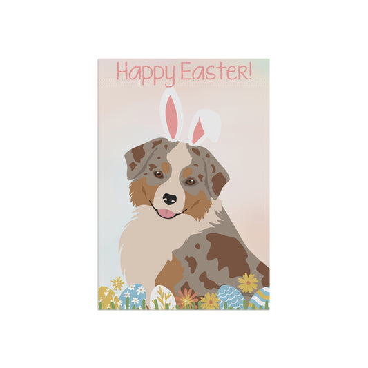 Mini American Shepherd Dog Happy Easter Garden Flag