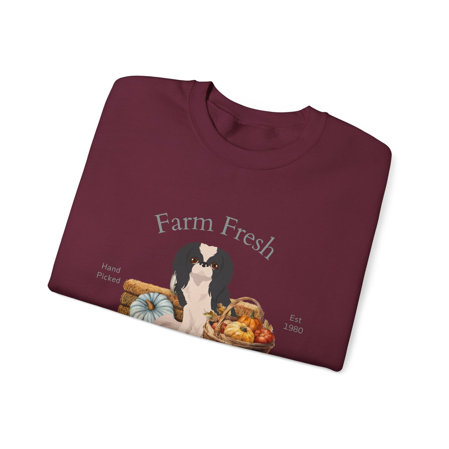 Japanese Chin Dog Fall Farm Fresh Unisex Heavy Blend Crewneck Sweatshirt