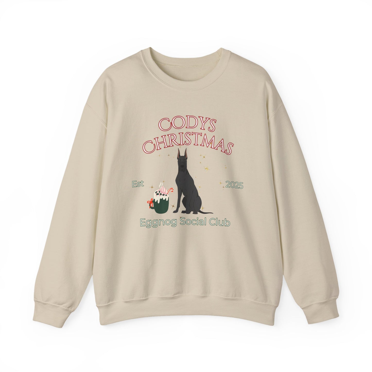 Great Dane Dog Christmas Social Club Unisex Heavy Blend Crewneck Sweatshirt Custom Name