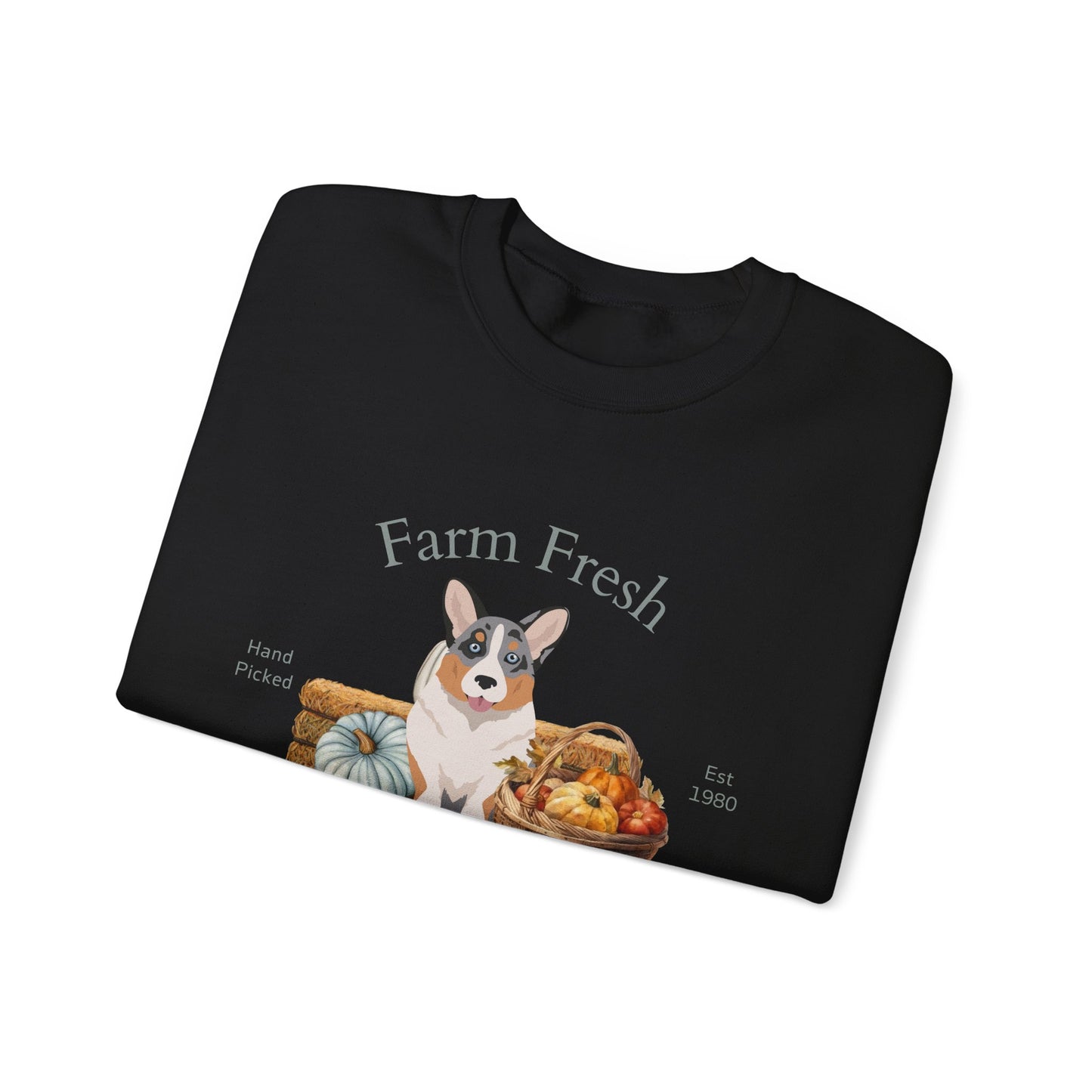 Cardigan Welsh Corgi Dog Fall Farm Fresh Unisex Heavy Blend Crewneck Sweatshirt