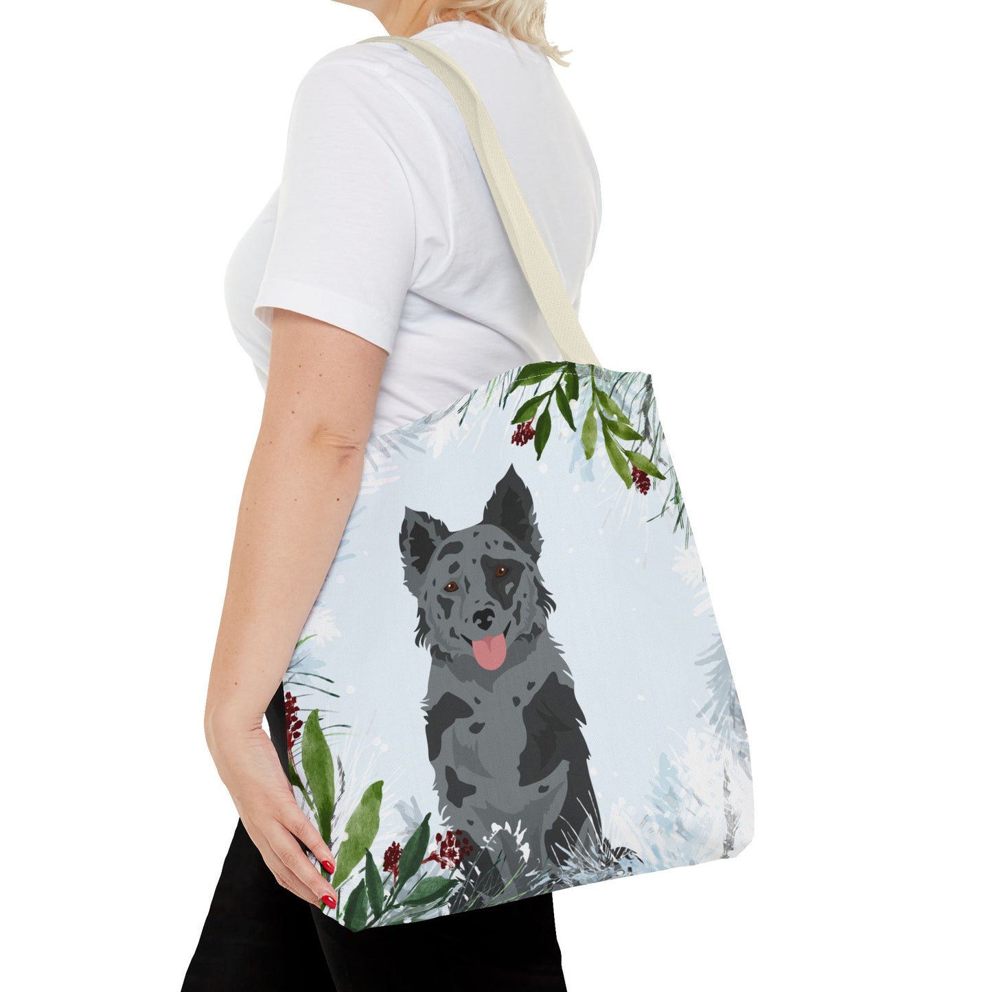 Mudi Dog Christmas Holiday Tote Bag 16x16