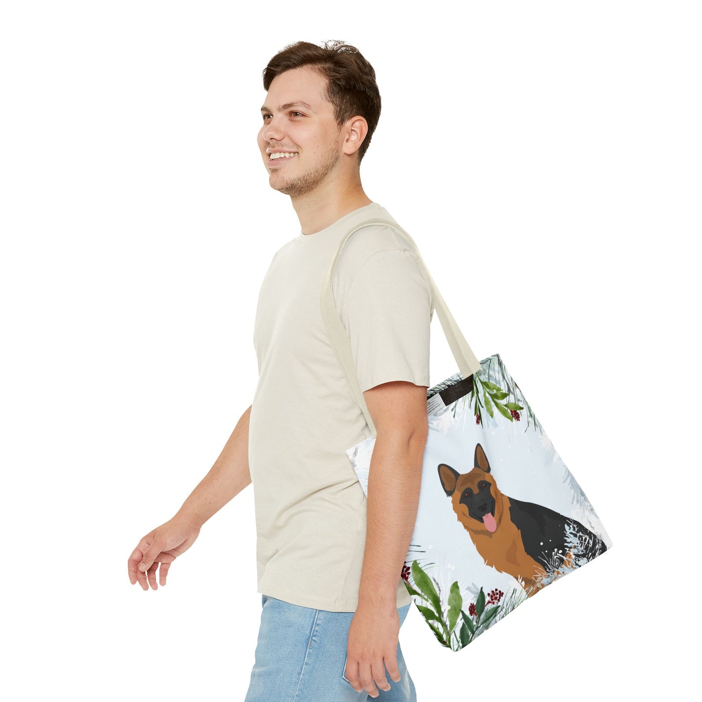 German Shepherd Dog Christmas Holiday Tote Bag 16x16