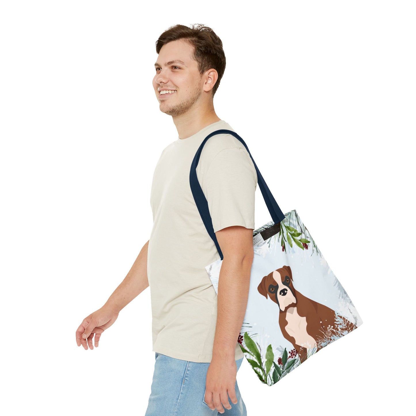 Boxer Dog Christmas Holiday Tote Bag 16x16