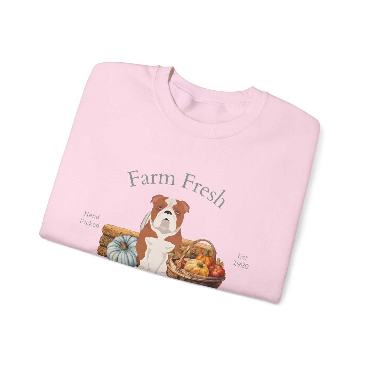Bulldog Dog Fall Farm Fresh Unisex Heavy Blend Crewneck Sweatshirt