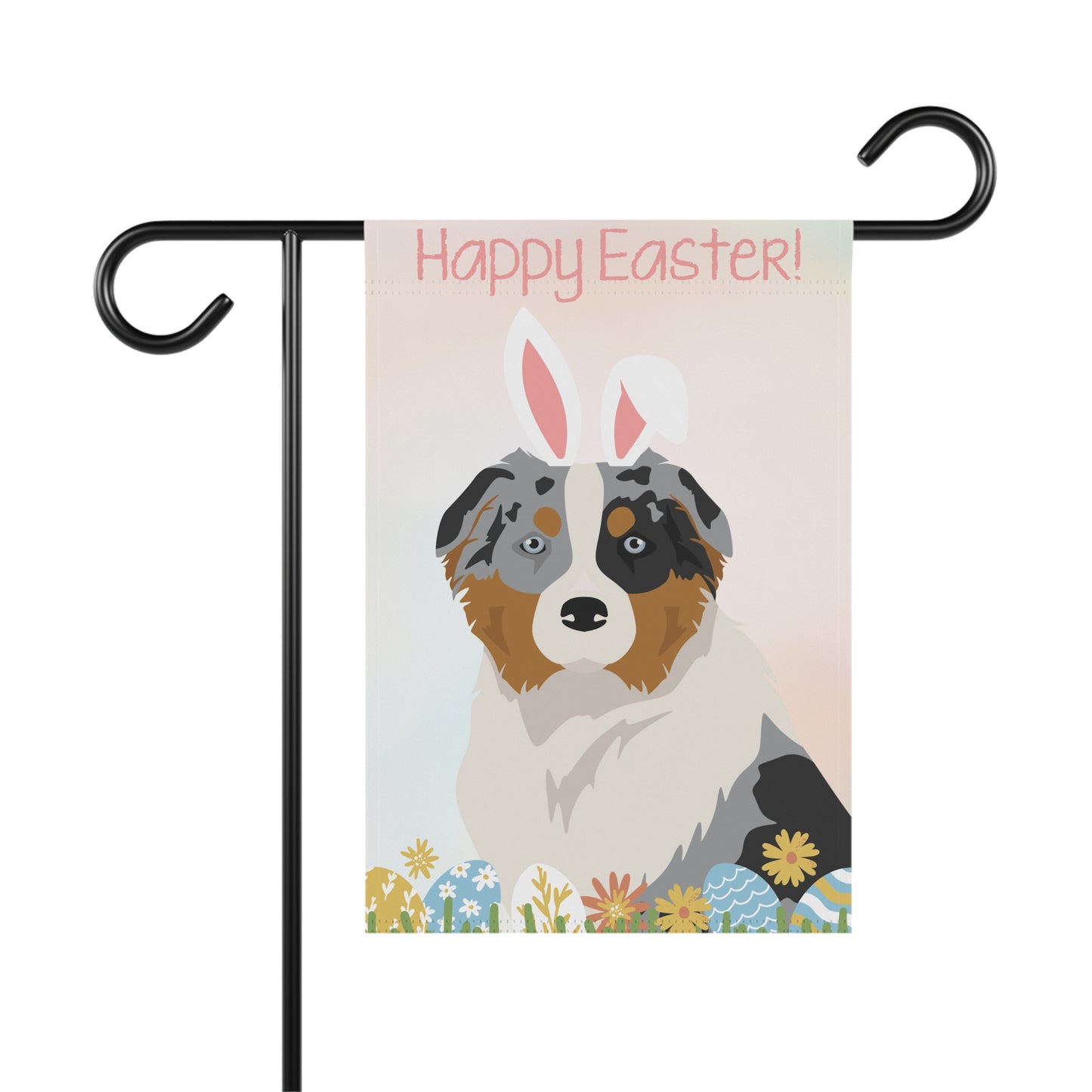 Australian Shepherd Dog Happy Easter Garden Flag