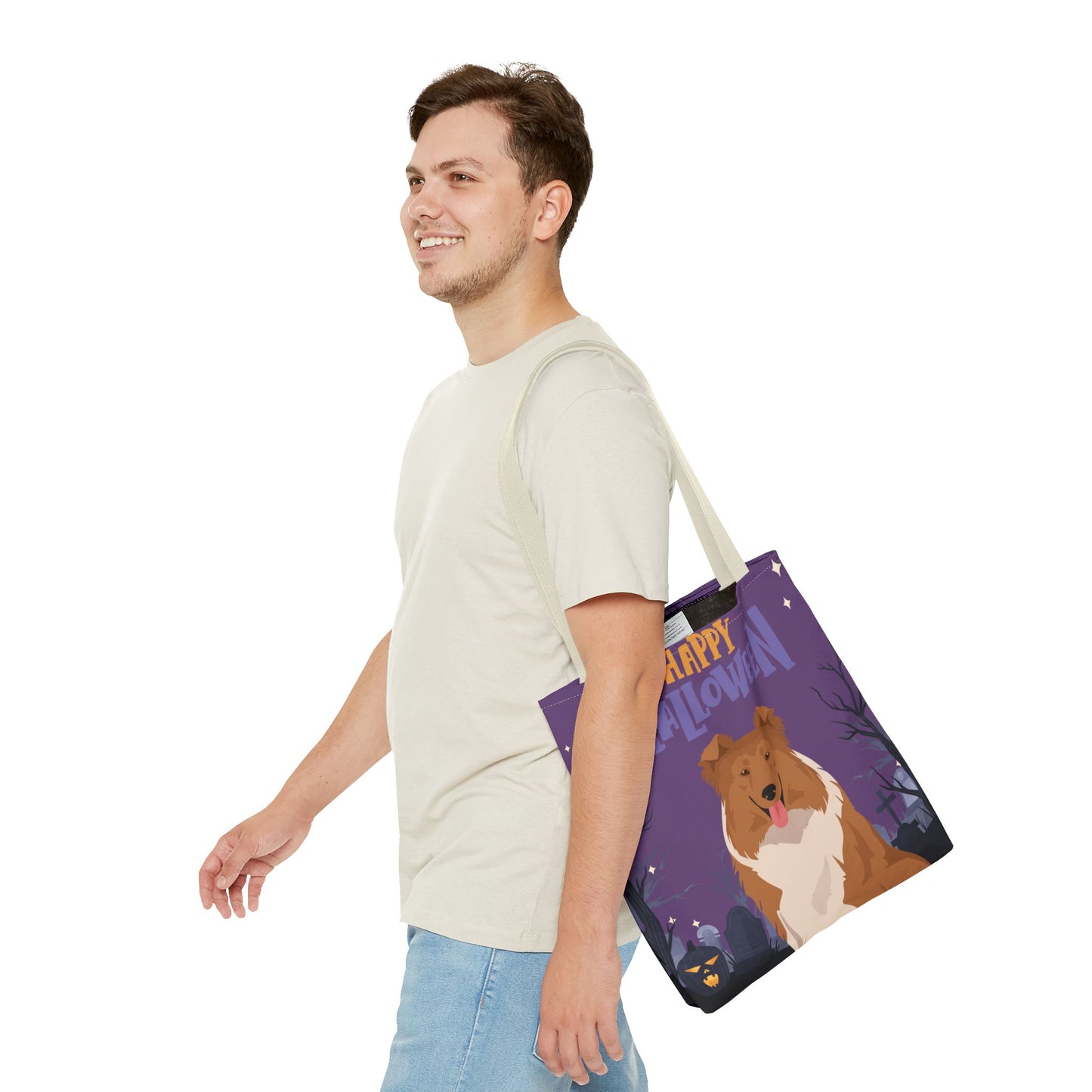 Collie Dog Happy Halloween Tote Bag 16x16