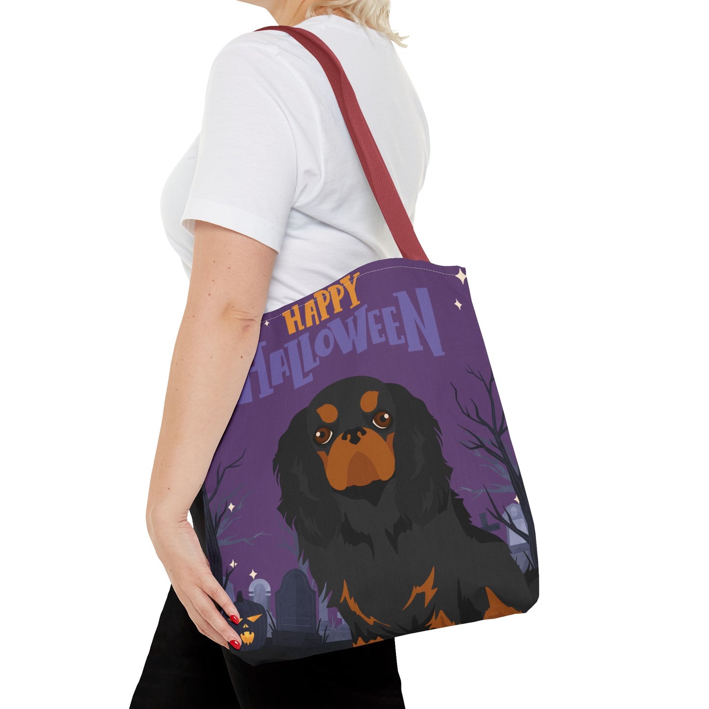 English Toy Spaniel Dog Happy Halloween Tote Bag 16x16