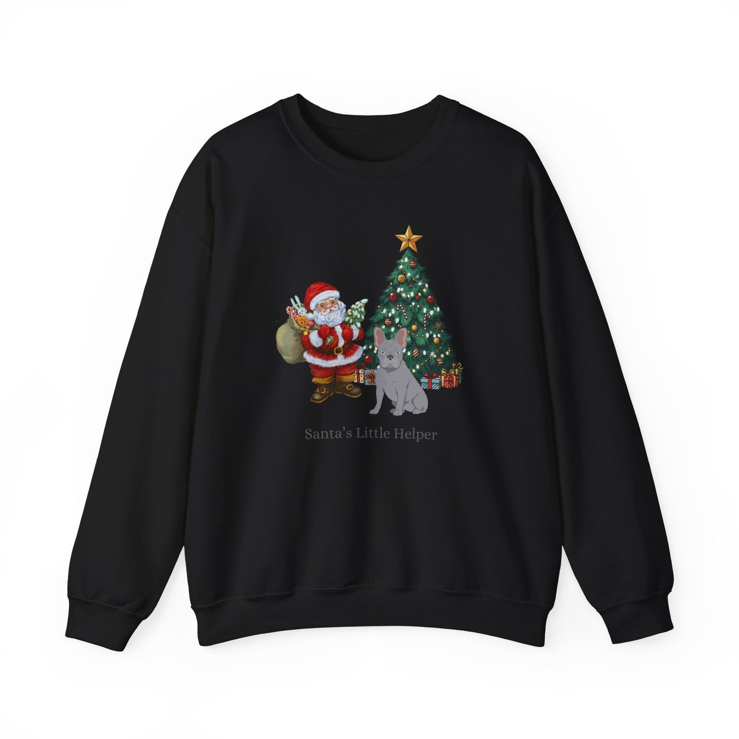 French Bulldog Dog Santa's Little Helper Unisex Heavy Blend Crewneck Sweatshirt