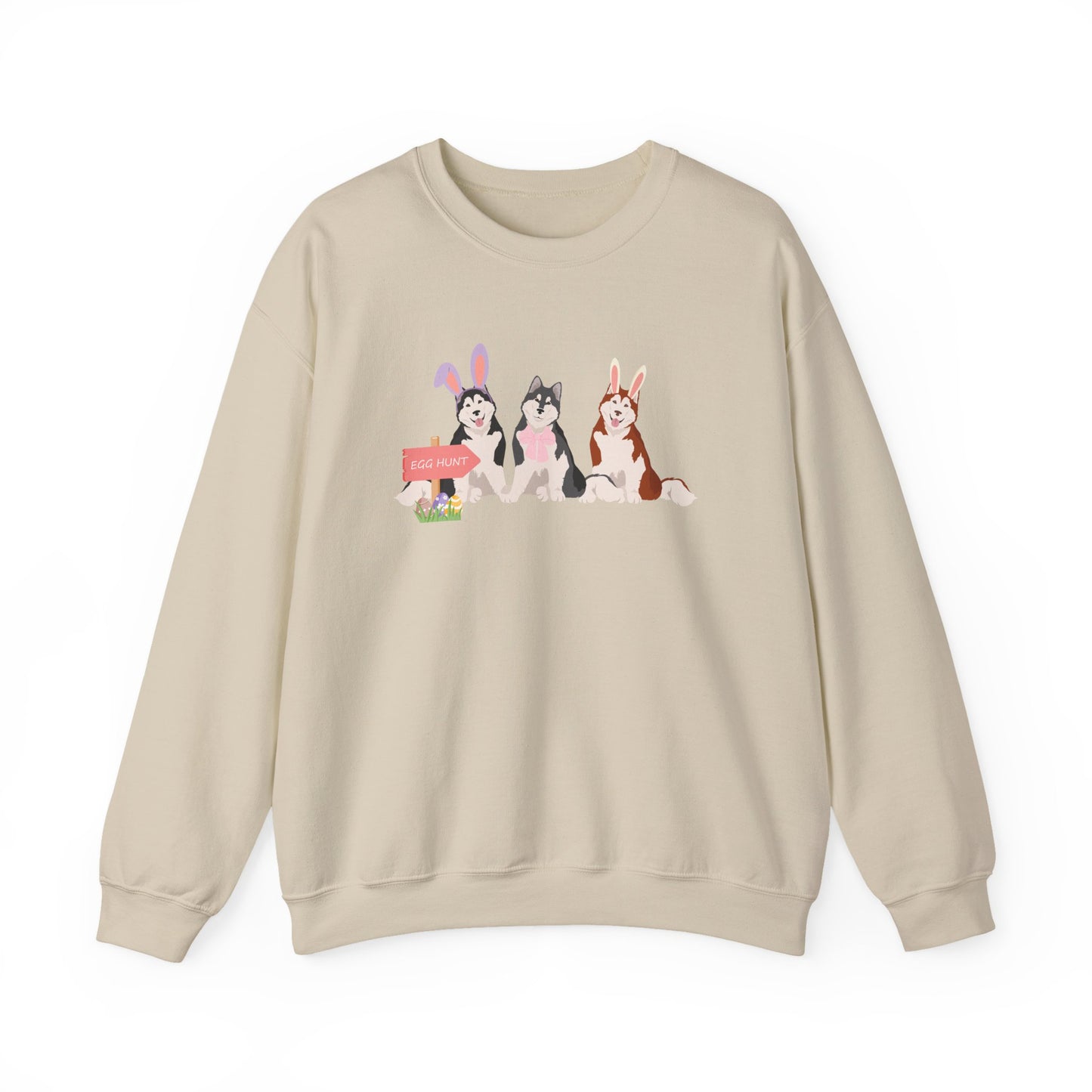 Alaskan Malamute Dog Easter Unisex Heavy Blend Crewneck Sweatshirt, easter, Cute Dog Mom Gift