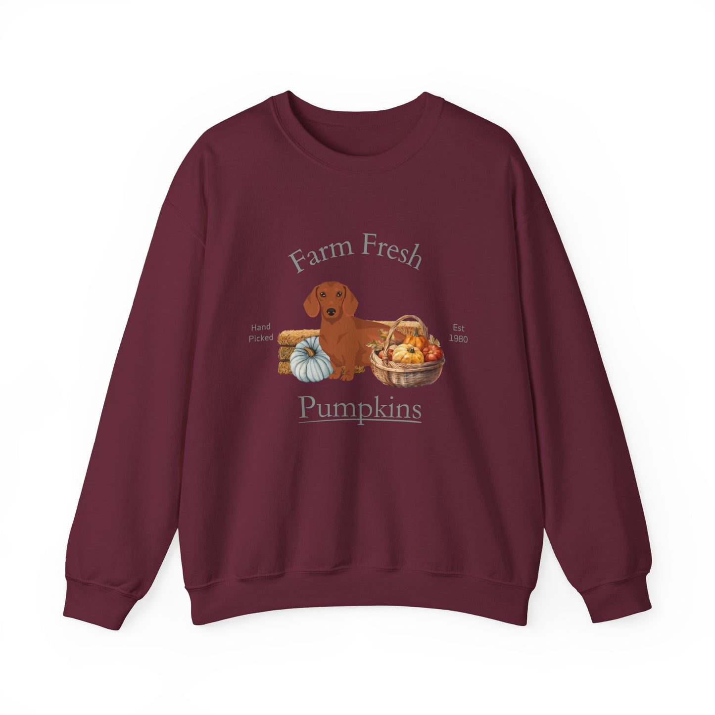 Dachshund Dog Fall Farm Fresh Unisex Heavy Blend Crewneck Sweatshirt