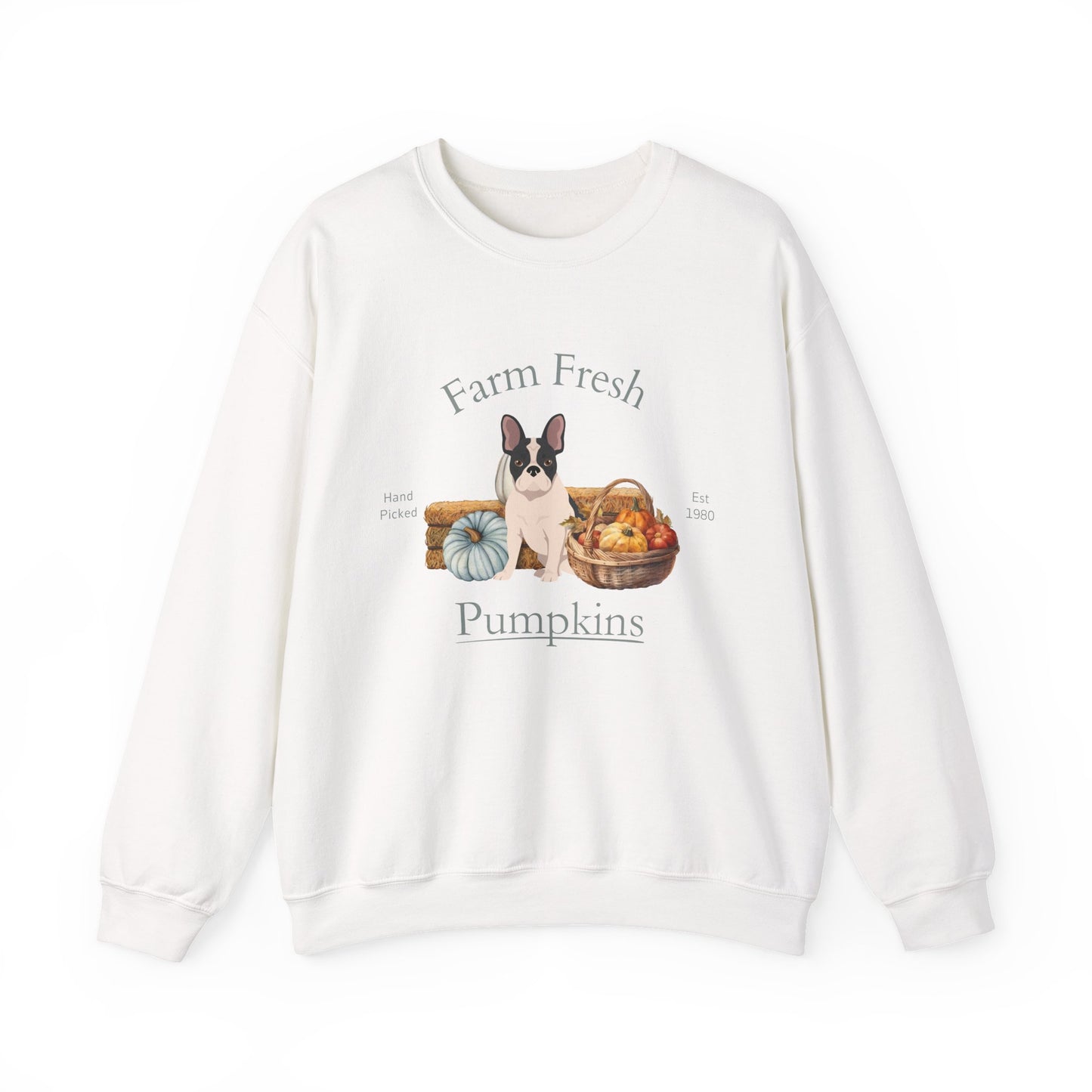 French Bulldog Dog Fall Farm Fresh Unisex Heavy Blend Crewneck Sweatshirt