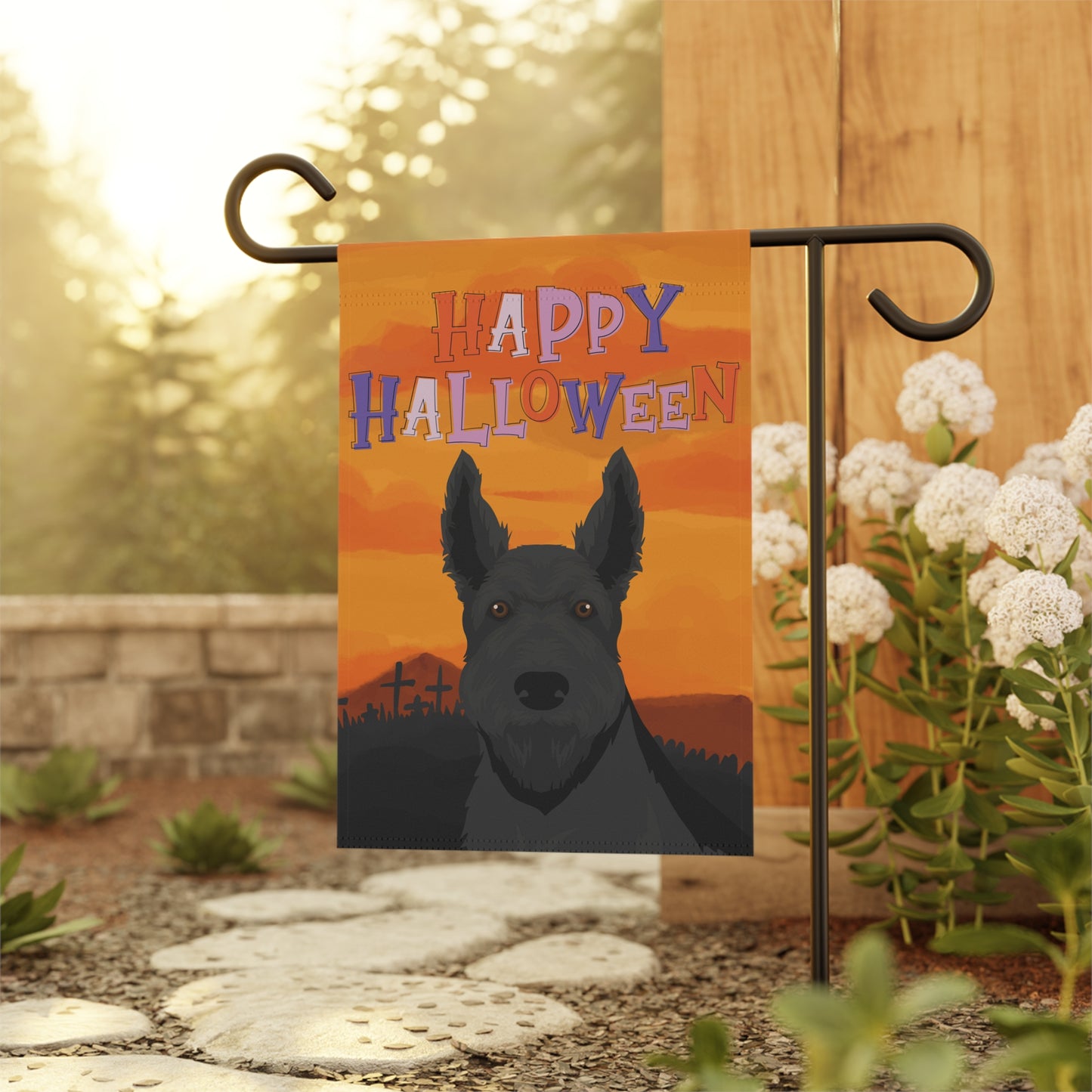 Scottish Terrier Dog Halloween Garden Flag