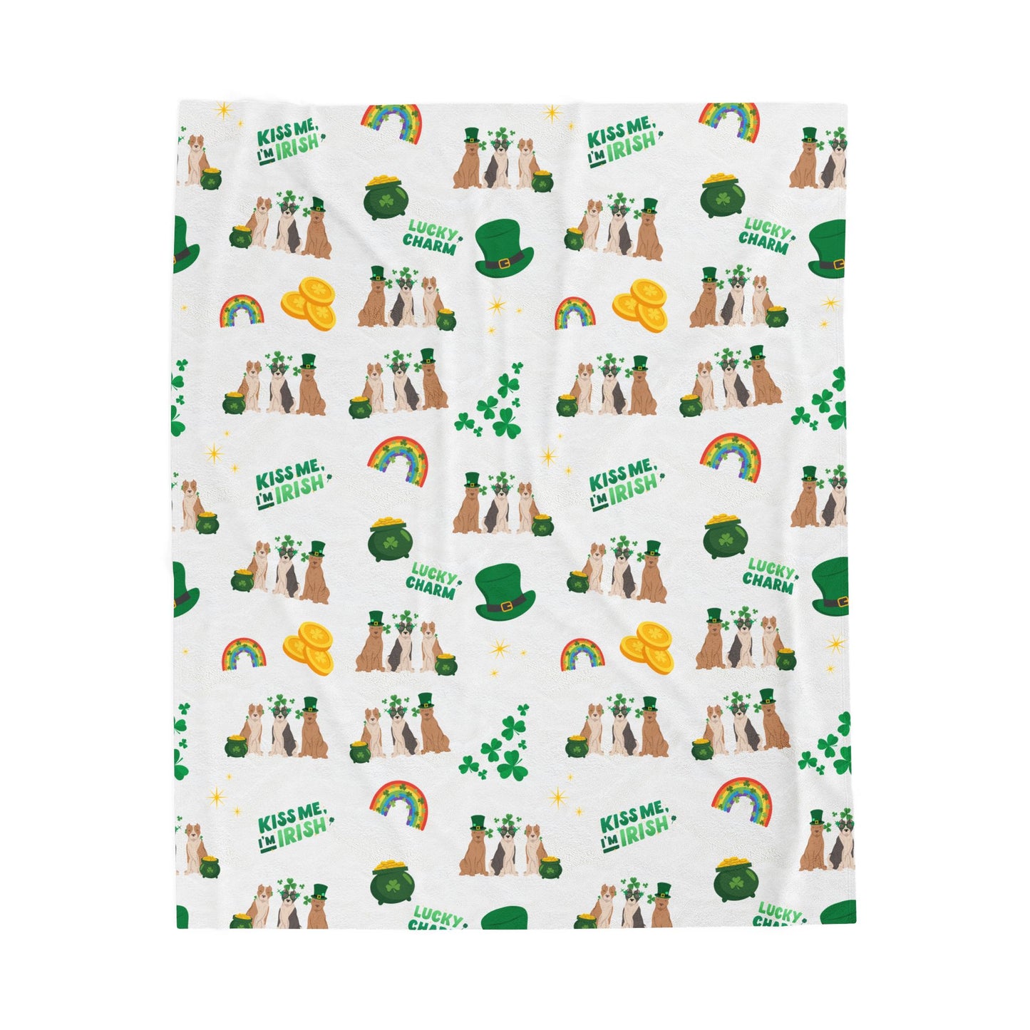 American Staffordshire Terrier Dog Dog St Patrick’s Day Velveteen Plush Blanket