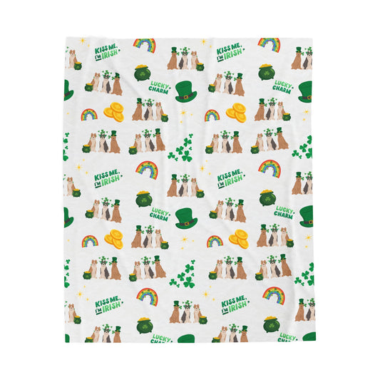 American Staffordshire Terrier Dog Dog St Patrick’s Day Velveteen Plush Blanket