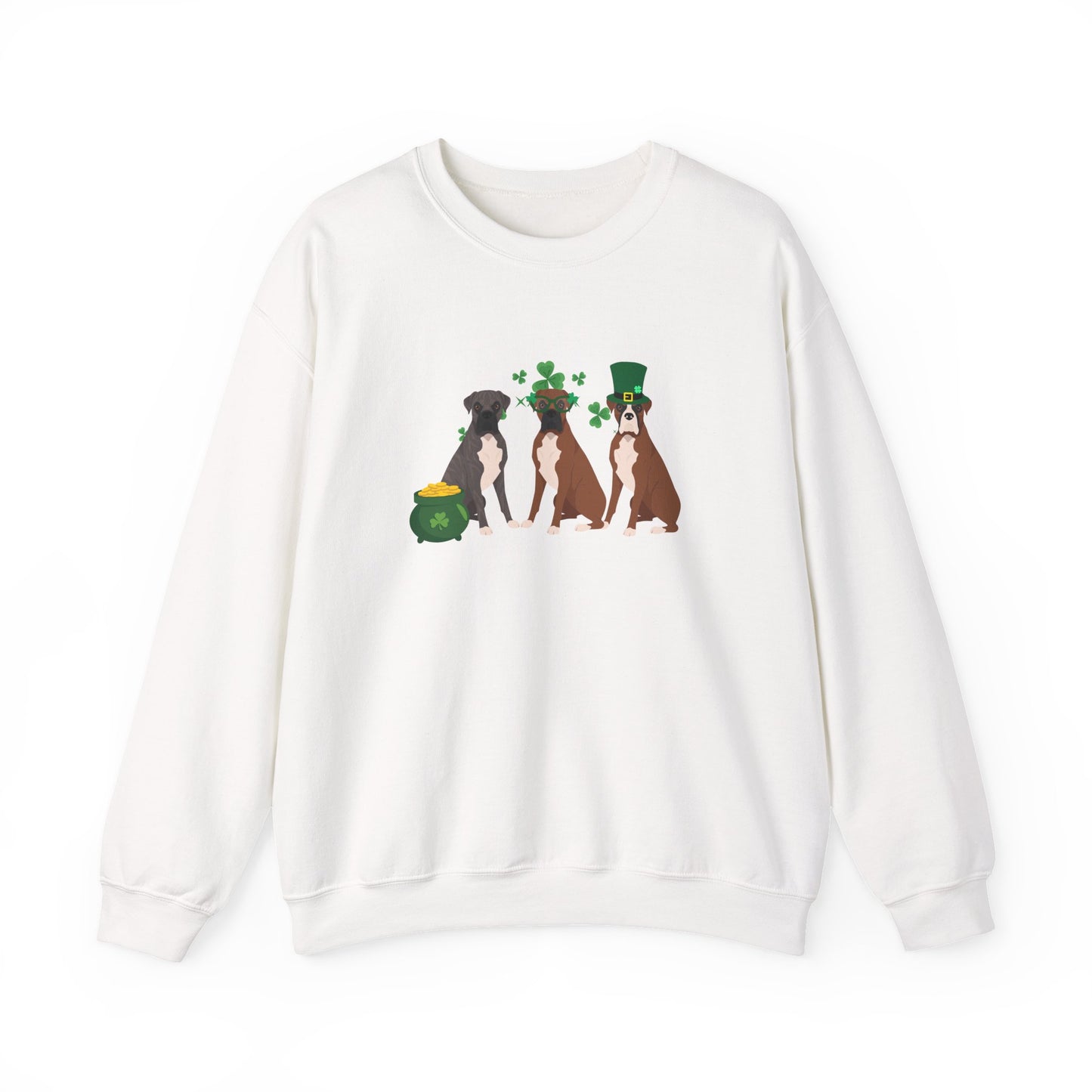 Boxer Dog St Patricks Day Unisex Heavy Blend Crewneck Sweatshirt, St Pattys day, Cute Dog Mom Gift