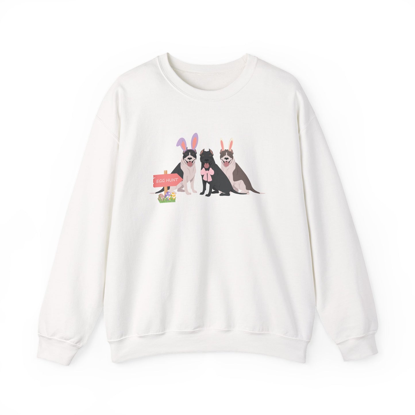 Pit Bull Dog Easter Unisex Heavy Blend Crewneck Sweatshirt, easter, Cute Dog Mom Gift
