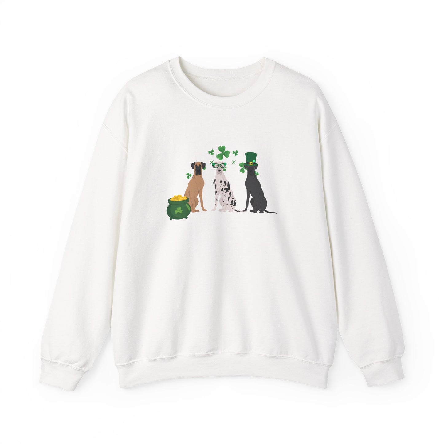 Great Dane Dog St Patricks Day Unisex Heavy Blend Crewneck Sweatshirt, St Pattys day, Cute Dog Mom Gift