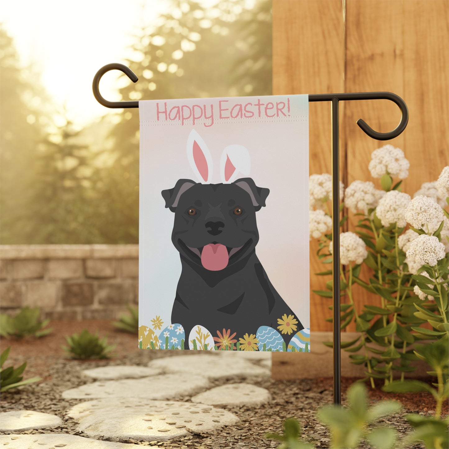 Staffordshire Bull Terrier Dog Happy Easter Garden Flag