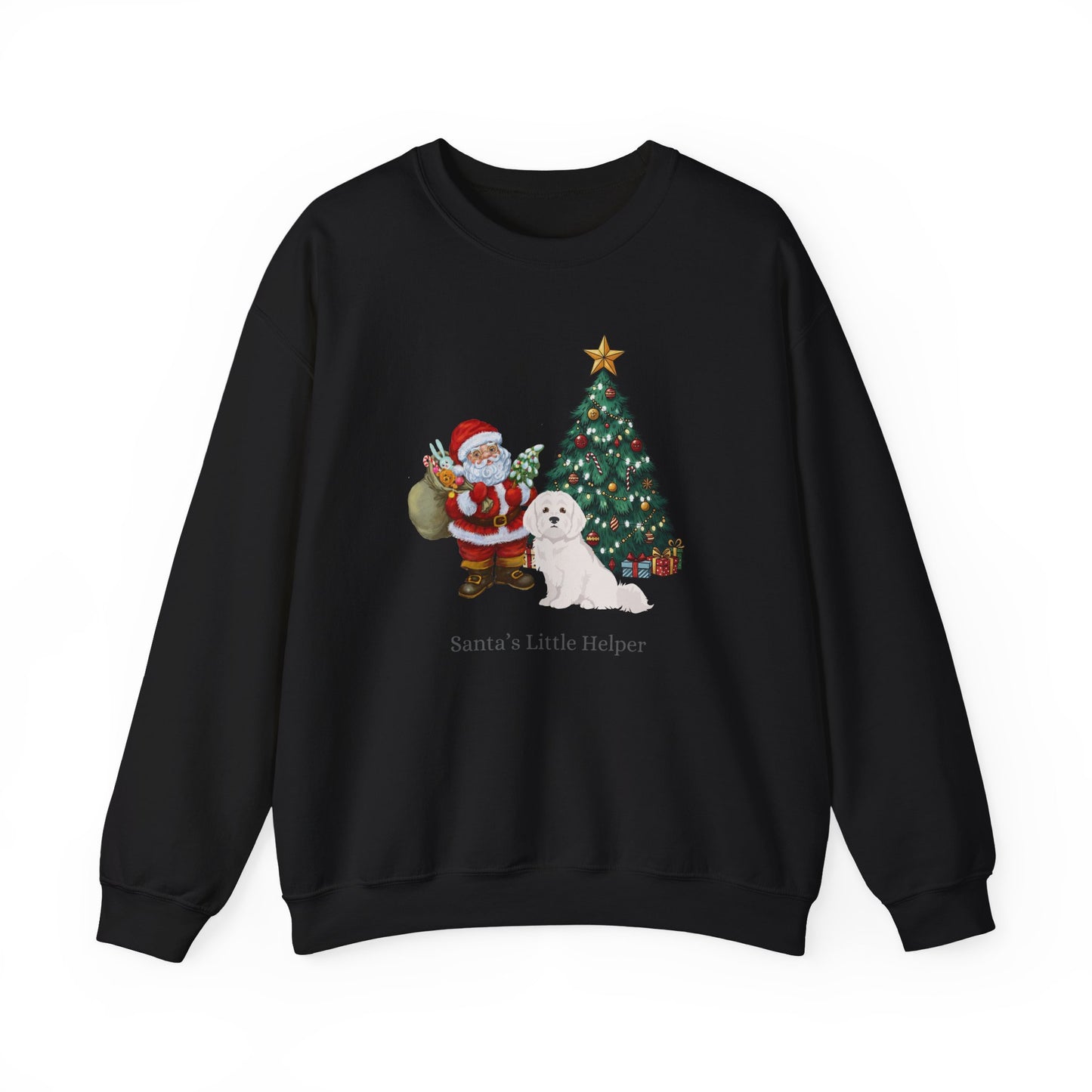 Maltese Dog Santa's Little Helper Unisex Heavy Blend Crewneck Sweatshirt