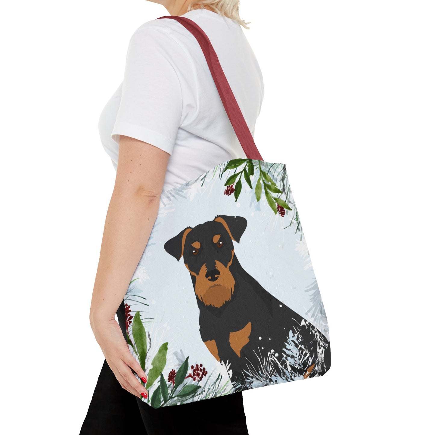 Jagdterrier Dog Christmas Holiday Tote Bag 16x16