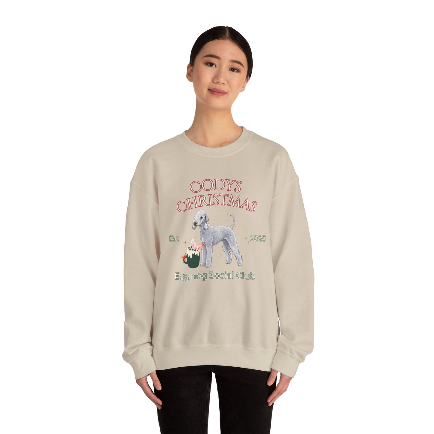 Bedlington Terrier Dog Christmas Social Club Unisex Heavy Blend Crewneck Sweatshirt Custom Name