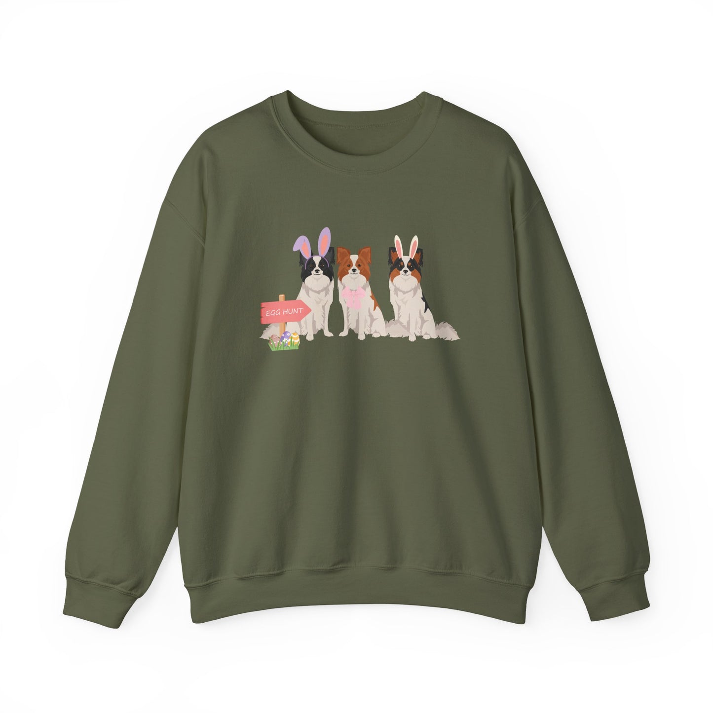 Papillon Dog Easter Unisex Heavy Blend Crewneck Sweatshirt, easter, Cute Dog Mom Gift