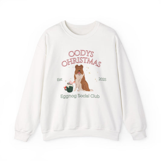 Collie Dog Christmas Social Club Unisex Heavy Blend Crewneck Sweatshirt Custom Name