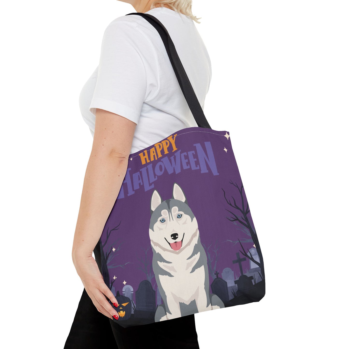 Siberian Husky Dog Happy Halloween Tote Bag 16x16