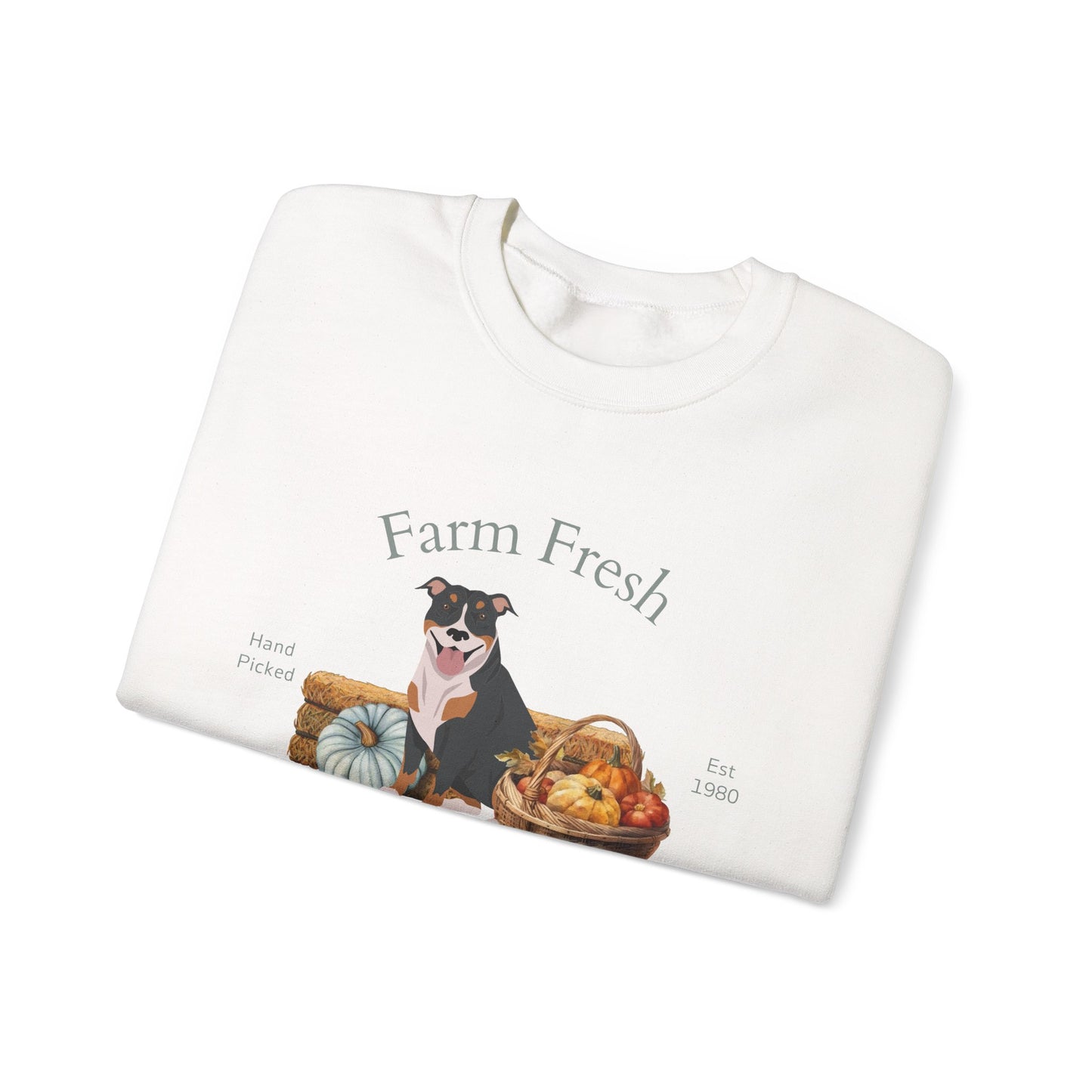 Pit Bull Terrier Dog Fall Farm Fresh Unisex Heavy Blend Crewneck Sweatshirt