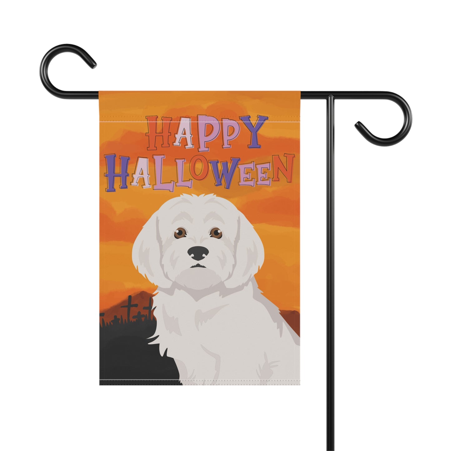 Maltese Dog Halloween Garden Flag