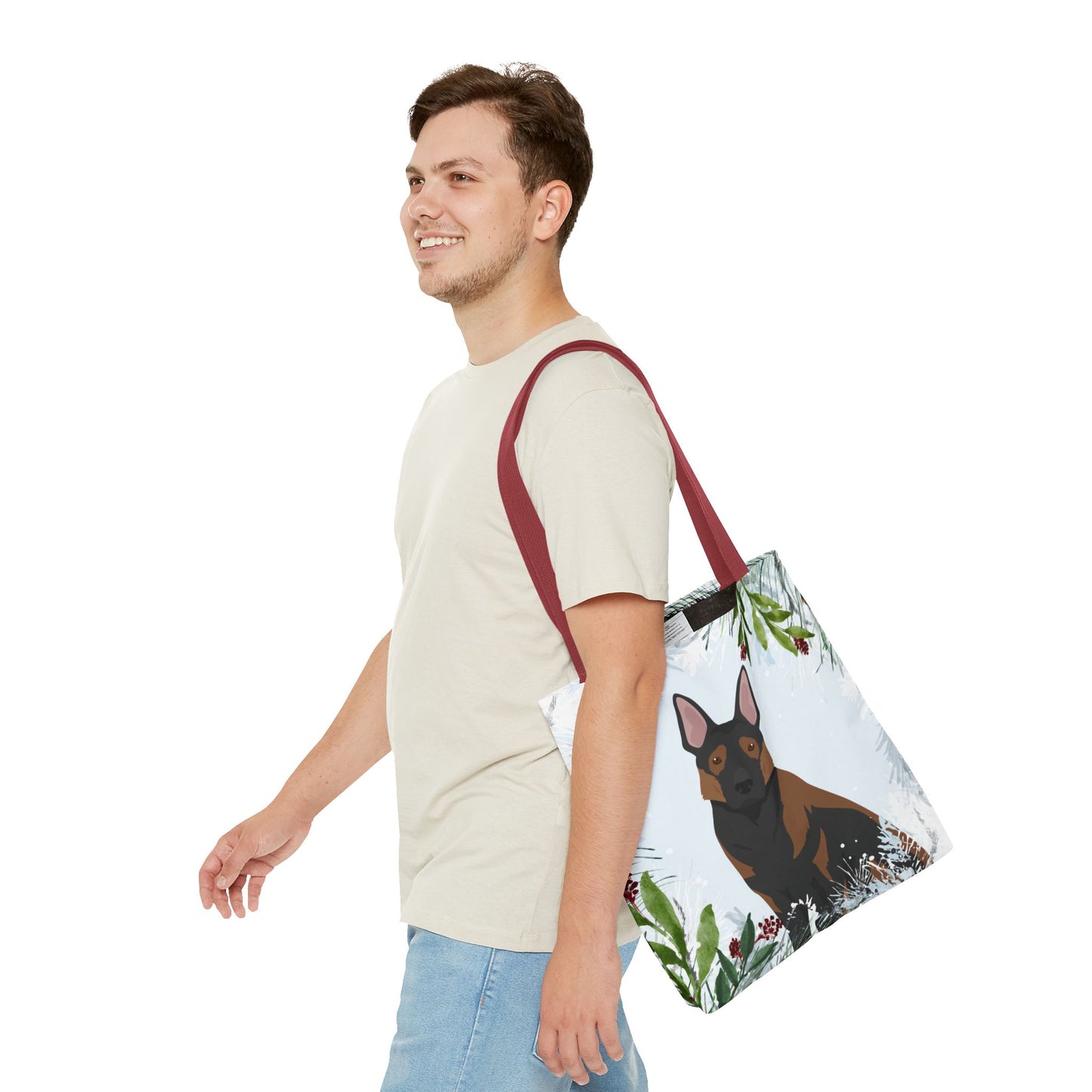 German Shepherd Dog Christmas Holiday Tote Bag 16x16