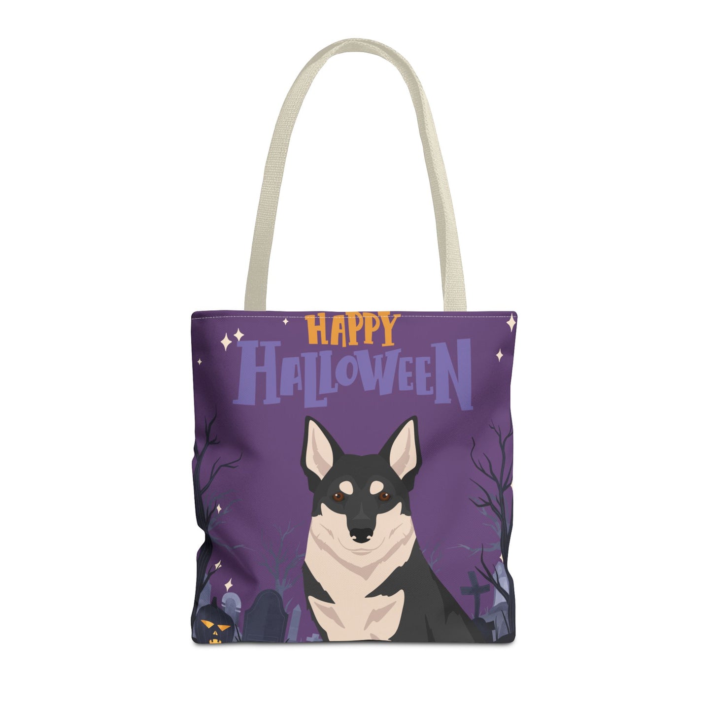 Swedish Elkhound Dog Happy Halloween Tote Bag 16x16