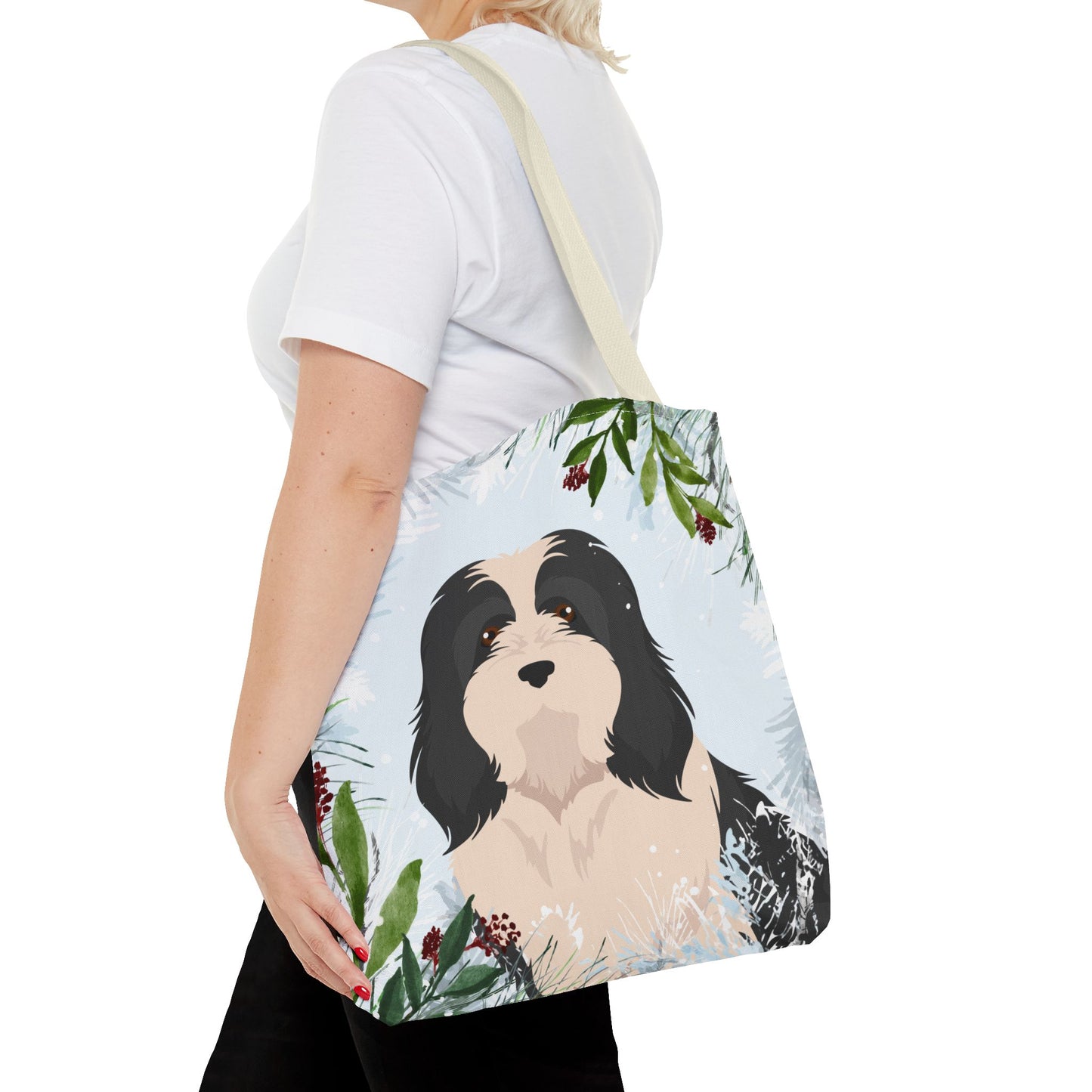 Havanese Dog Christmas Holiday Tote Bag 16x16