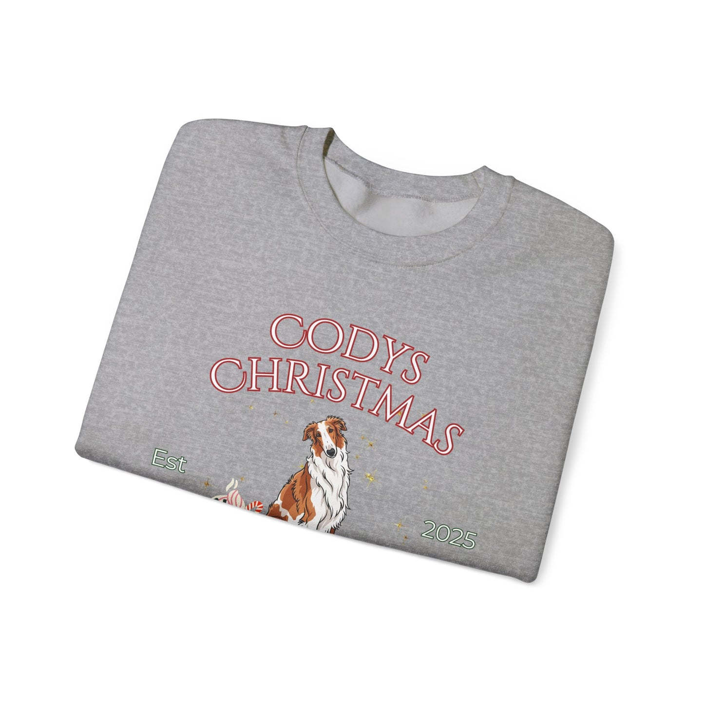 Borzoi Dog Christmas Social Club Unisex Heavy Blend Crewneck Sweatshirt Custom Name