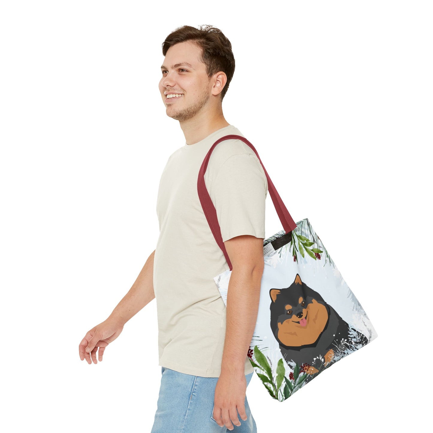 Pomeranian Dog Christmas Holiday Tote Bag 16x16