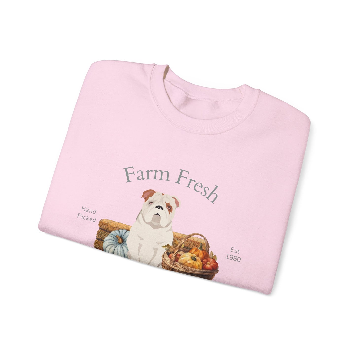 Bulldog Dog Fall Farm Fresh Unisex Heavy Blend Crewneck Sweatshirt