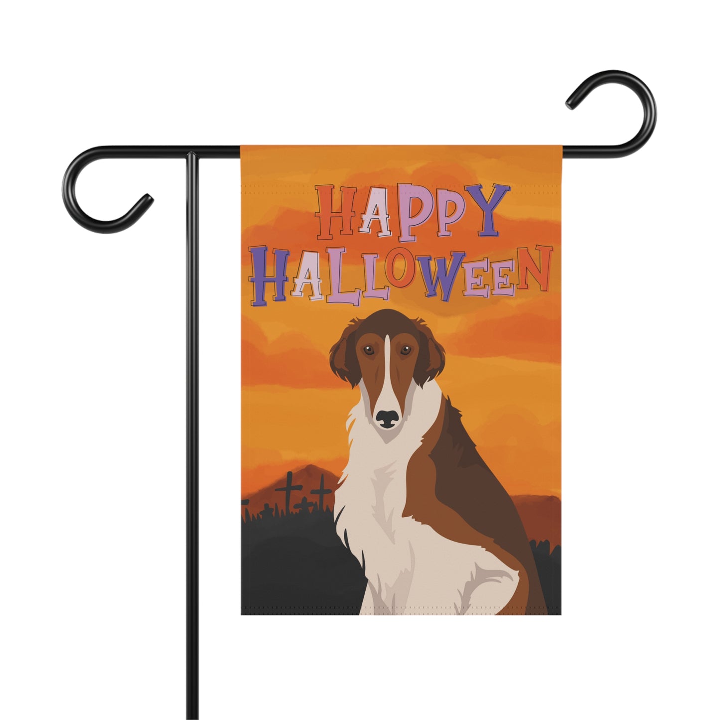 Borzoi Dog Halloween Garden Flag