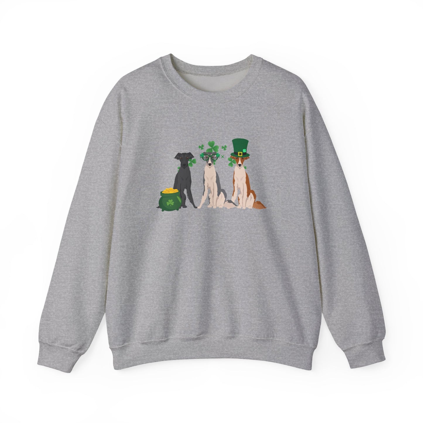 Silken Windhound Dog St Patricks Day Unisex Heavy Blend Crewneck Sweatshirt, St Pattys day, Cute Dog Mom Gift
