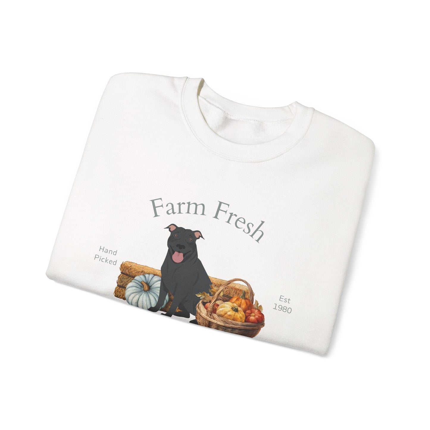 Pit Bull Terrier Dog Fall Farm Fresh Unisex Heavy Blend Crewneck Sweatshirt