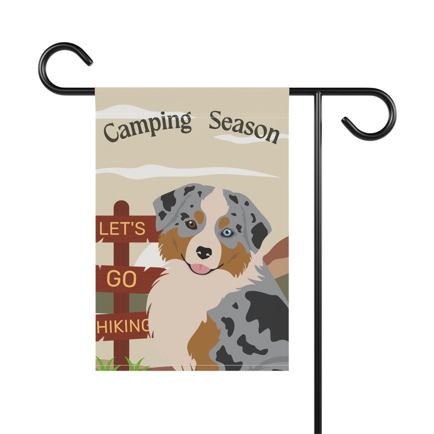 Miniature American Shepherd Dog Camping Garden Flag